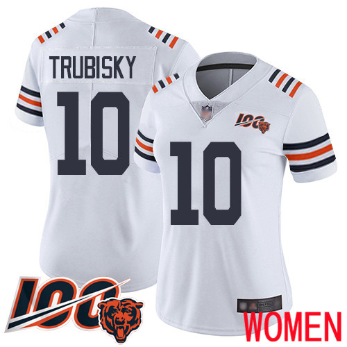 Chicago Bears Limited White Women Mitchell Trubisky Jersey NFL Football #10 100th Season
